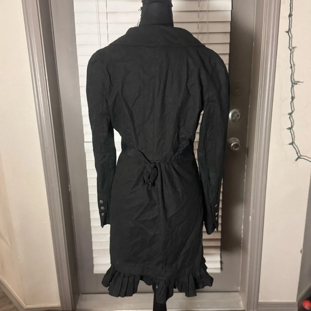Betsey Johnson Vintage Black Button-Up Coat, Size 4 - Picture 2 of 6